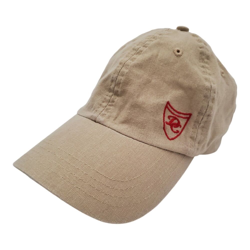 Cremieux Baseball Hat Beige Brown With Red Embroidered Logo Adjustable